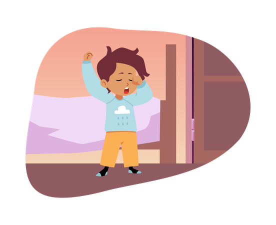 Sleepy boy in pajamas  Illustration