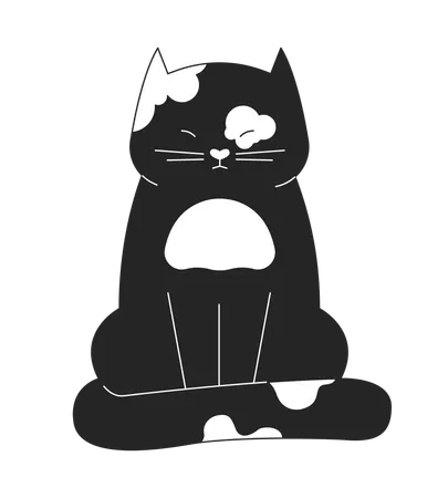 Sleepy cat squinting eyes  Illustration