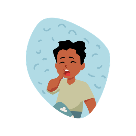 Sleepy child in bright pajamas with a T-shirt  Illustration