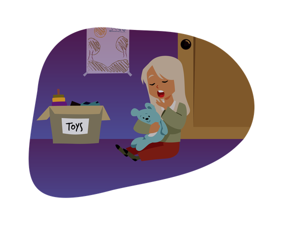 Sleepy girl in pajamas in her room  Illustration