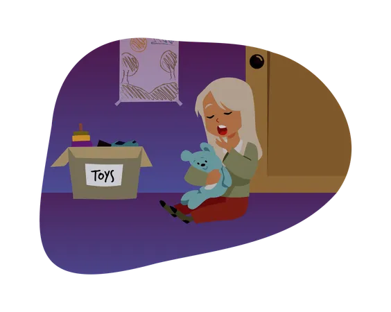 Sleepy girl in pajamas in her room  Illustration
