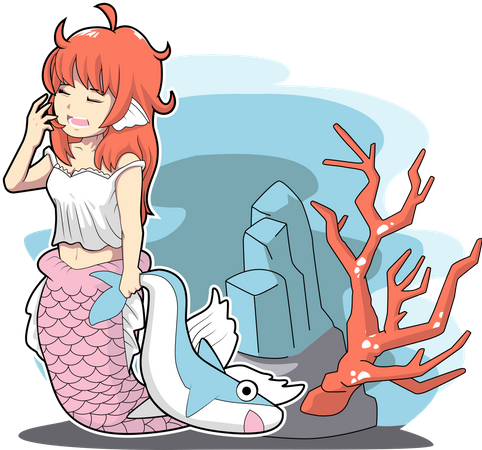 Sleepy Mermaid Illustration