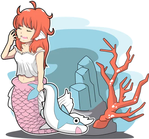 Sleepy Mermaid Illustration