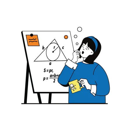 Sleepy student with mug in hand trying to solve math sum  Illustration