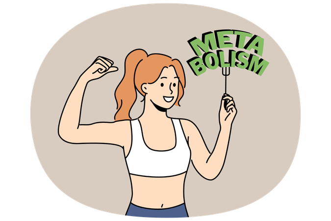 Slender woman with inscription metabolism  Illustration