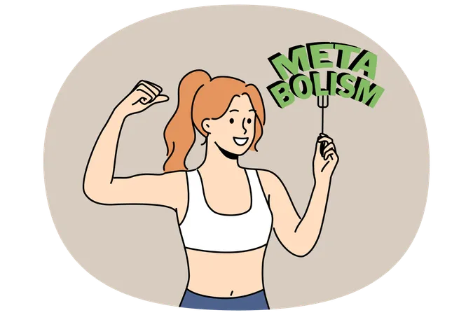 Slender woman with inscription metabolism  Illustration