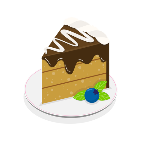Slice of chocolate cake  Illustration