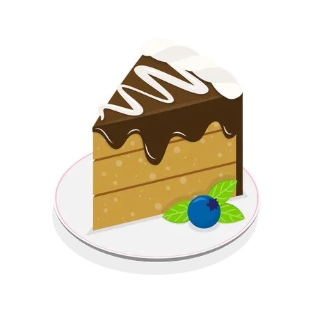 Slice of chocolate cake  Illustration