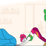 illustrations of slim girl doing yoga asana
