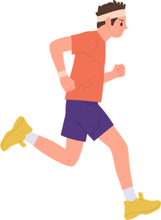 Slim man running marathon  Illustration