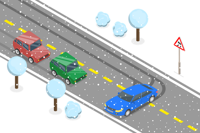 Slippery or Icy Road  Illustration