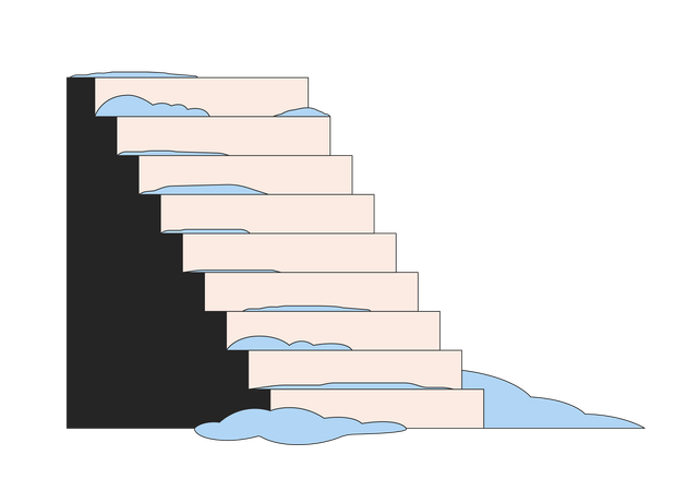 Slippery outdoor stairs after snow  Illustration