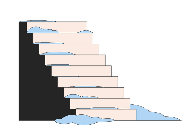 Slippery outdoor stairs after snow  Illustration