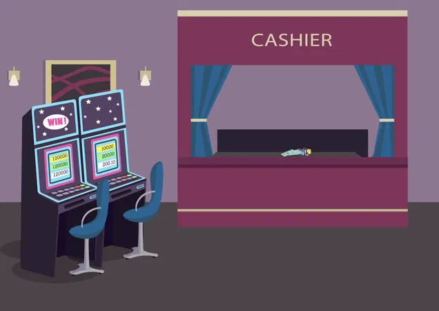Slot machines row Illustration