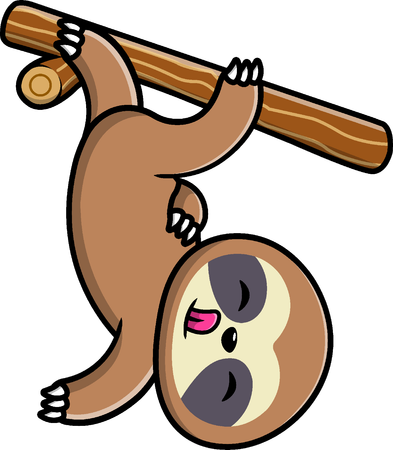Sloth Hanging On Tree  Illustration