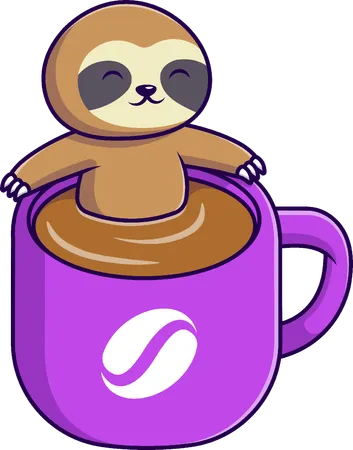 Sloth In Coffee Cup  Illustration