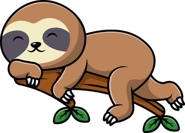 Sloth Lazy On Tree  Illustration