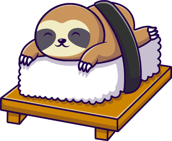 Sloth sleeping on Sushi  일러스트레이션
