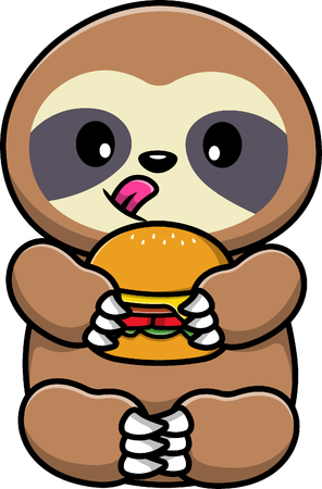 Sloth With Burger  イラスト