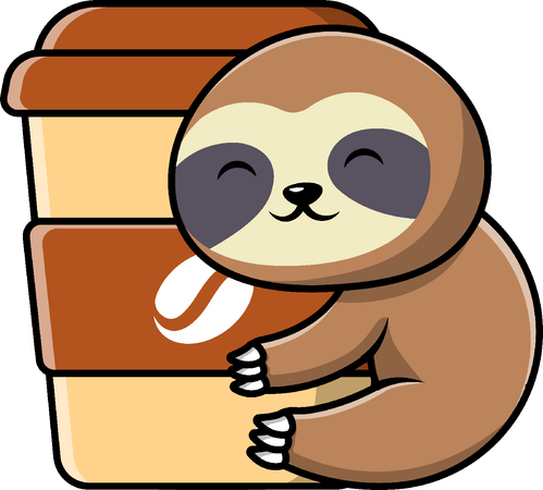 Sloth With Coffee Cup  Illustration