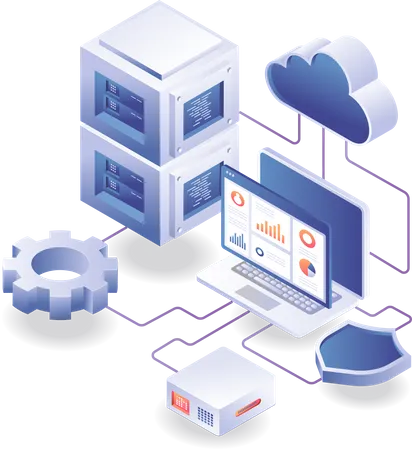Analyst Cloud Server Security Network Illustration