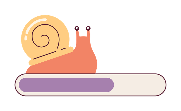 Slowly snail with spiral shell loading bar  Illustration