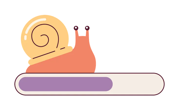 Slowly snail with spiral shell loading bar  Illustration