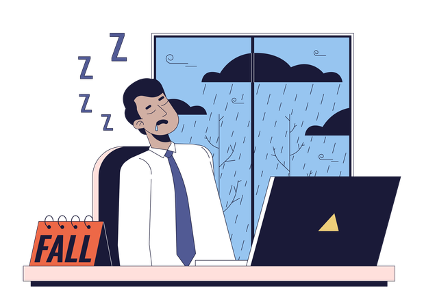 Sluggish tired Male employee  Illustration