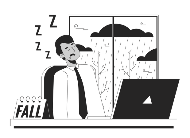 Sluggish tired Male employee  Illustration