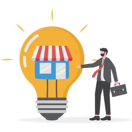 Small Business Idea Successful Entrepreneur With Small Retail Shop Or Storefront Shop Owner Or Merchandise Opportunity Concept Illustration