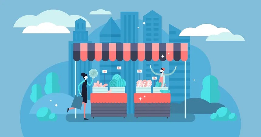 Small business with commerce profit and earnings from product sell service  Illustration