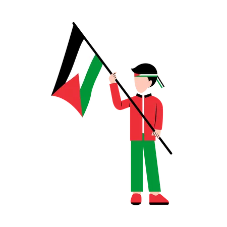 Small child holding Palestine flag  Illustration