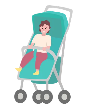 Small Child sitting in walker  Illustration