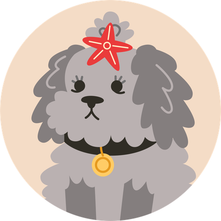 Small Dog Wearing Star Christmas Decor  Illustration