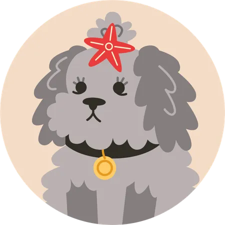 Small Dog Wearing Star Christmas Decor  Illustration