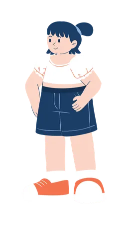 Small girl is standing in cool pose  Illustration