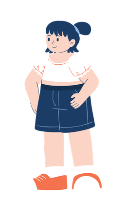 Small girl is standing in cool pose  Illustration