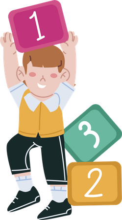 Small kid learning numbers  Illustration