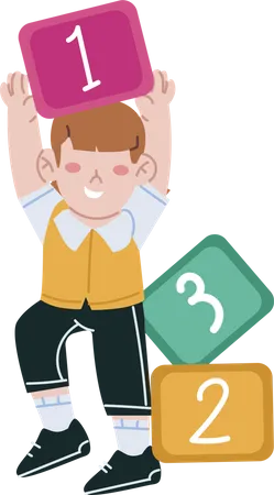 Small kid learning numbers  Illustration