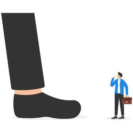 Small Manager Looking Up At The Giant Boss Competition And Career Concept Vector Illustration Illustration