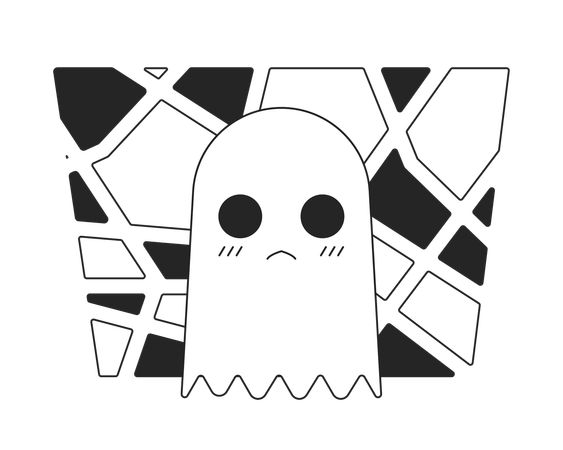 Small white ghost on mosaic background  Illustration