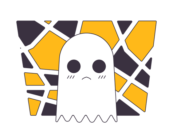 Small white ghost on mosaic background  Illustration