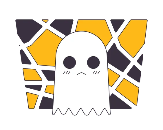 Small white ghost on mosaic background  Illustration