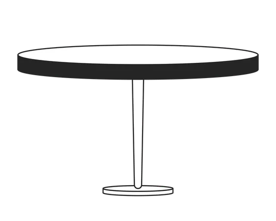Small Wooden Table Flat Monochrome Isolated Vector Object Exclusive Furniture Editable Black And White Line Art Drawing Simple Outline Spot Illustration For Web Graphic Design Illustration