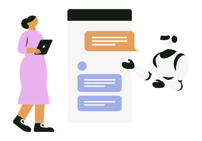 Le chatbot intelligent ai communique avec l'humain  Illustration