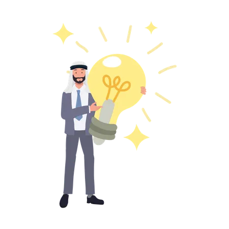 Smart Arab Businessman with Light Bulb Idea  Illustration