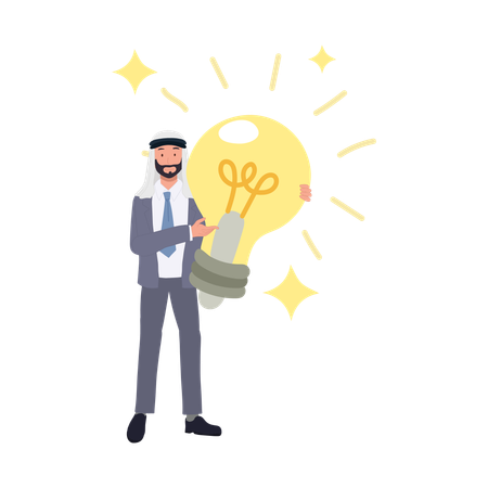 Smart Arab Businessman with Light Bulb Idea  Illustration