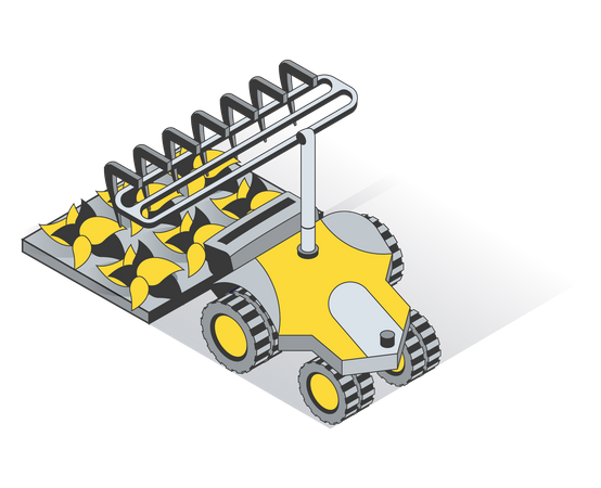 Smart automated crop planting truck  Illustration