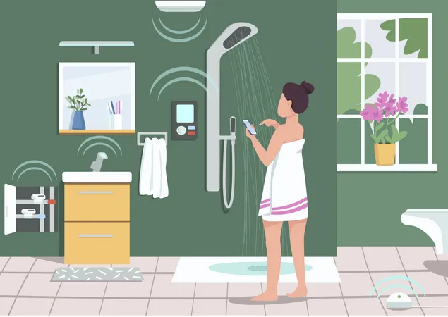 Smart bathroom appliances Illustration