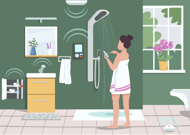 Smart bathroom appliances  Illustration